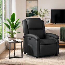 Manual Reclining Black Leather Armchair Specifications