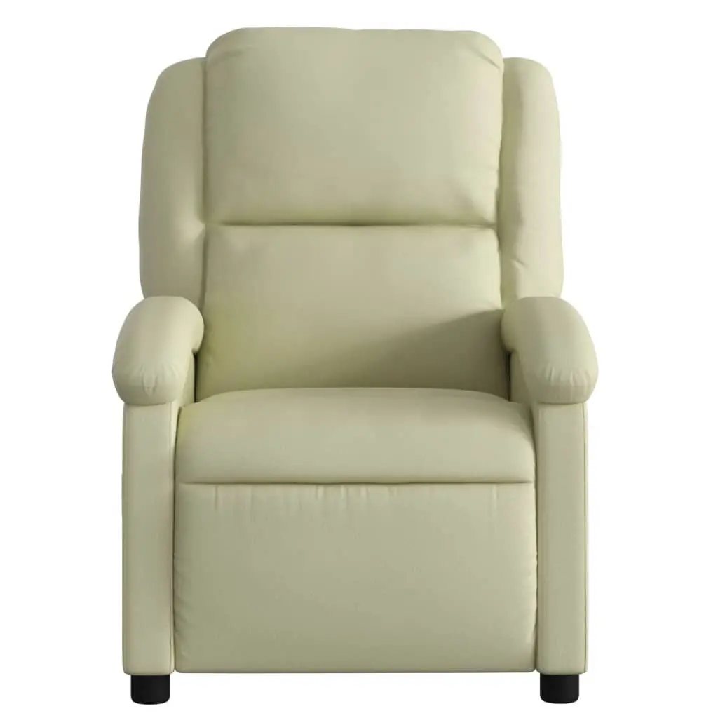 Massage Recliner Chair Manual Recline Cream Leather 6 Points Vibration Armchair
