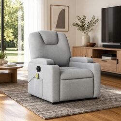 Manual Reclining Massage Armchair in Grey Fabric