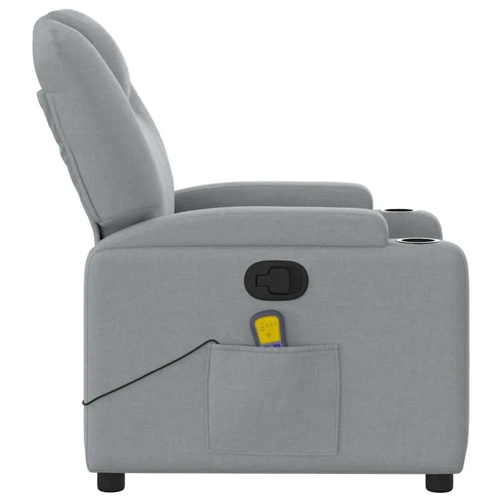 Massage Recliner Chair Manual Reclining Armchair Vibration Padded Grey Fabric