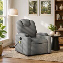 Manual Massage Recliner Chair in Grey Fabric