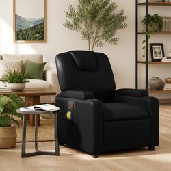 Faux Leather Massage Recliner Chair in Black