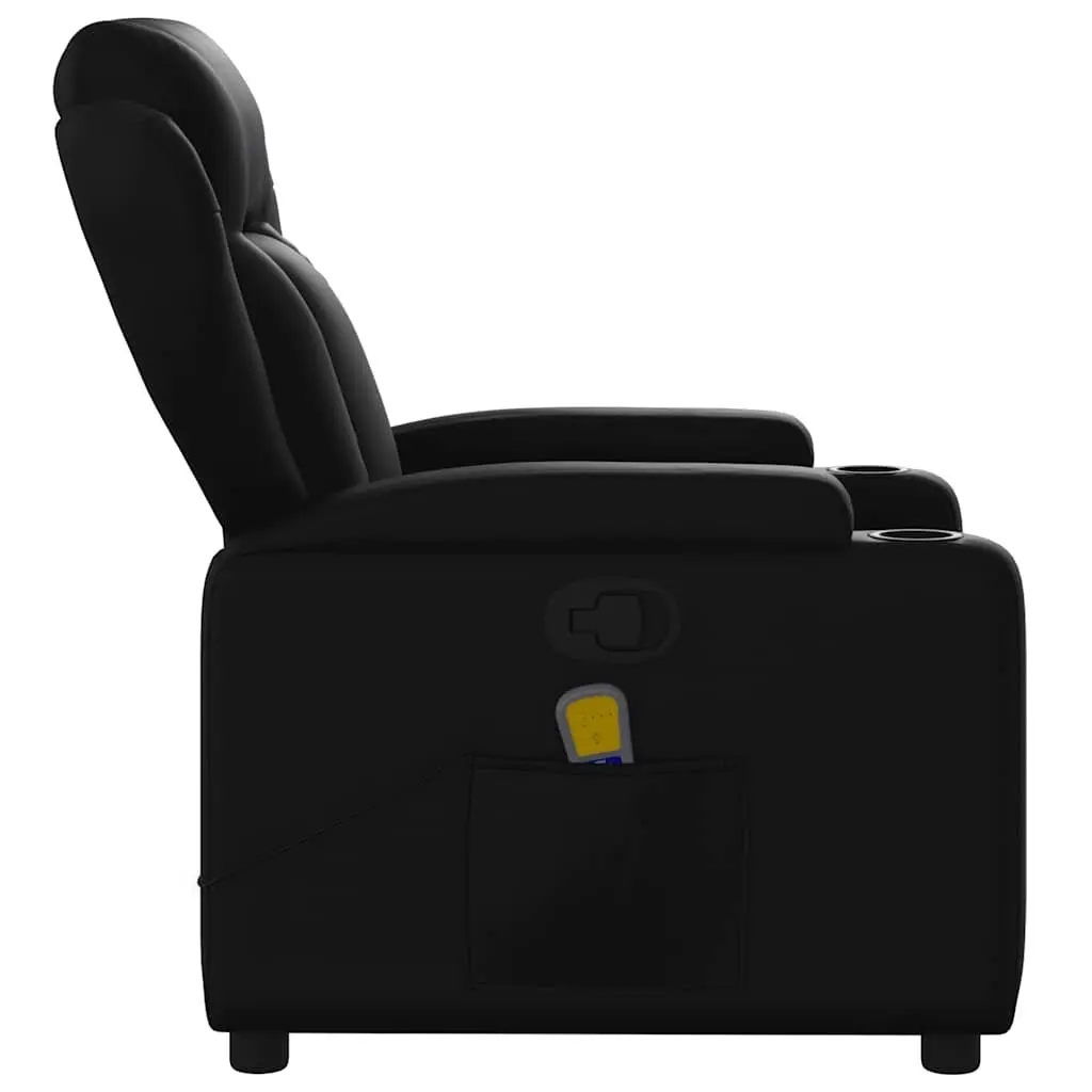 Massage Chair Vibration Comfort Black Faux Leather Manual Recline Adjustable Footrest