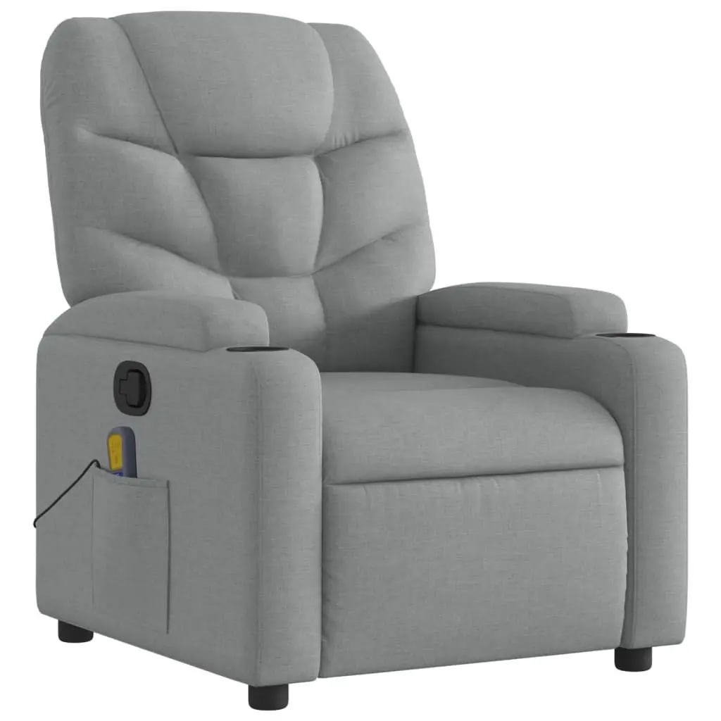 Recliner Chair Manual Grey Fabric Vibration Comfort 135 Degrees Massage Armchair