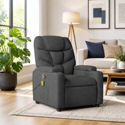 Manual Reclining Grey Fabric Massage Chair with USB