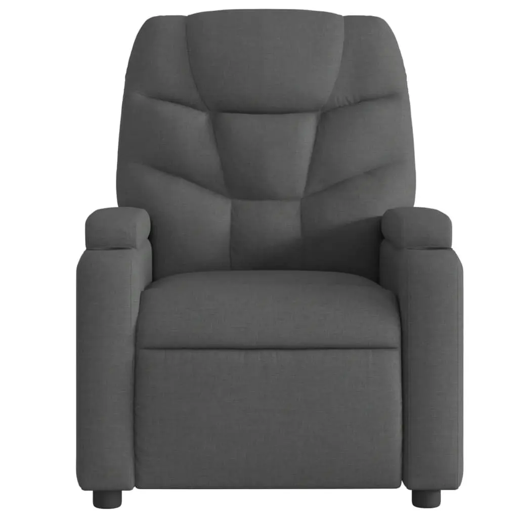 Massage Recliner Chair Manual Reclining Grey Fabric 135 Degrees with Vibration Massage and Cup Holders