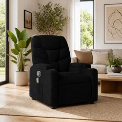 Black Fabric Manual Massage Recliner Armchair