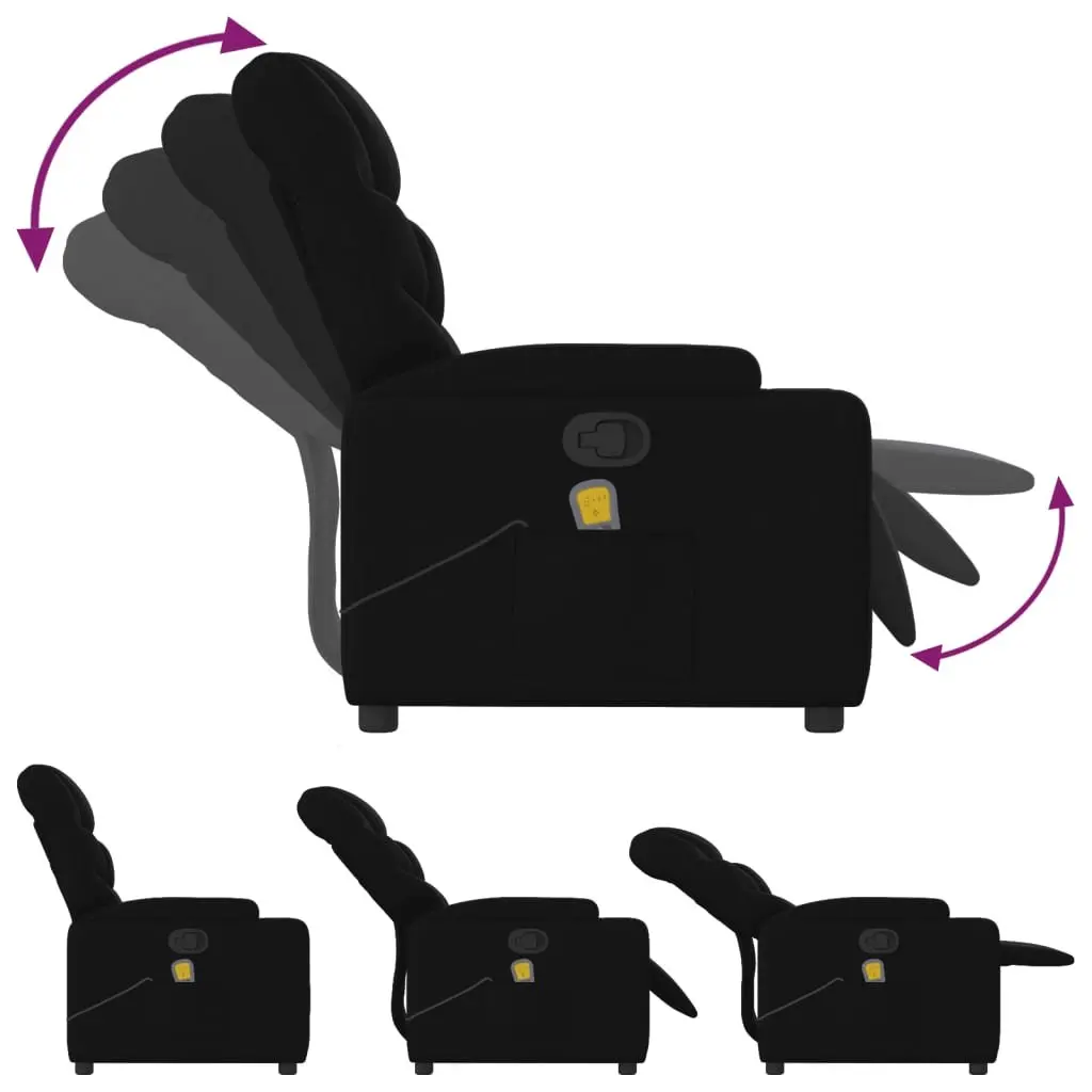 Massage Recliner Chair Manual Recline 135 Degrees Black Fabric