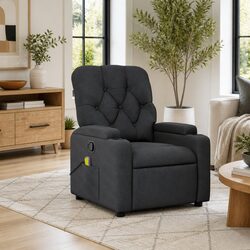 Manual Reclining Massage Chair with Grey Fabric