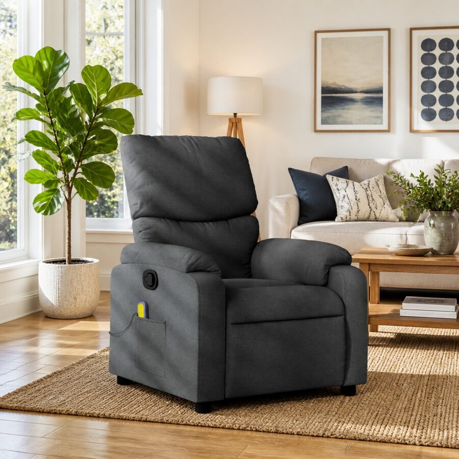 Manual Recline Grey Fabric Massage Chair