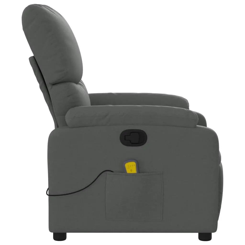 Massage Recliner Chair Grey Fabric Manual Recline Vibration Armchair Lounge