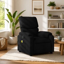 Black Fabric Manual Recline Massage Armchair with 6 Points