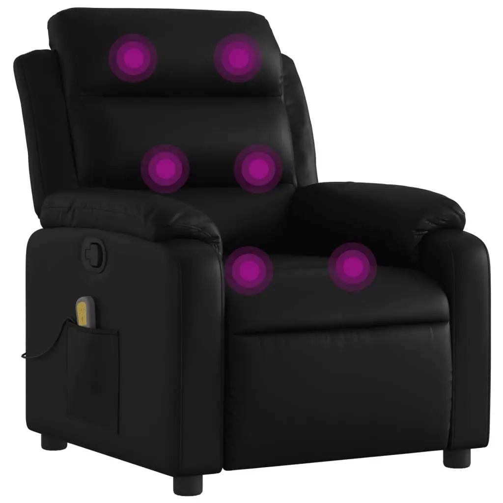 Massage Recliner Chair Manual Reclining Function 135 Degrees Black Faux Leather