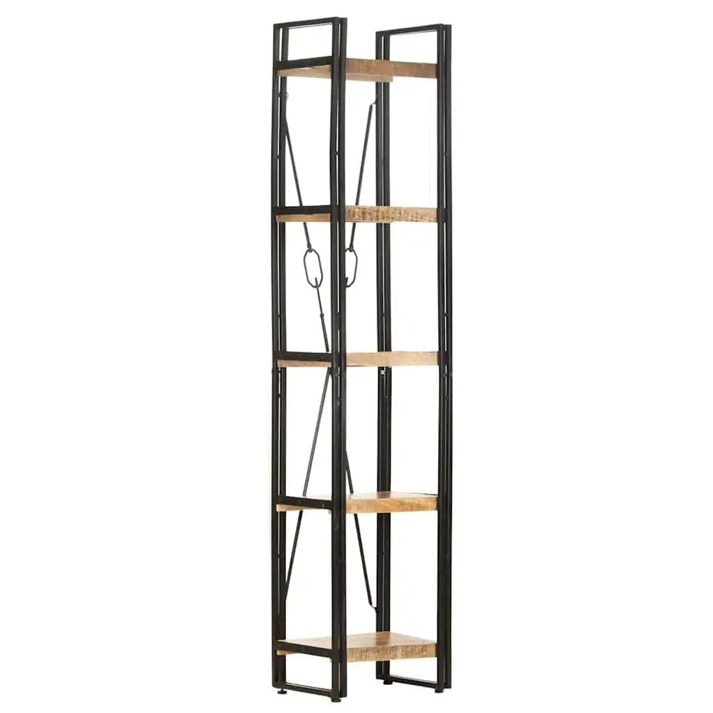 5-Tier Bookcase Solid Mango Wood Industrial Brown 40x30x180 cm
