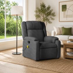Manual Recline Massage Chair in Dark Grey Fabric