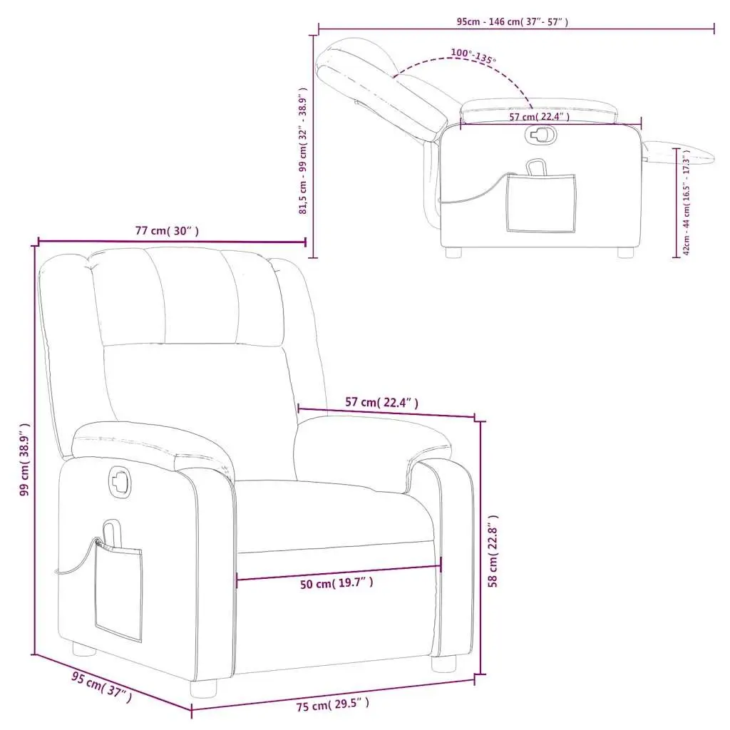 Massage Recliner Chair Dark Grey Fabric Manual Recline Vibration 6 Points