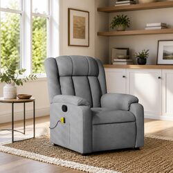 Manual Reclining Massage Chair with Fabric Upholstery in Grey