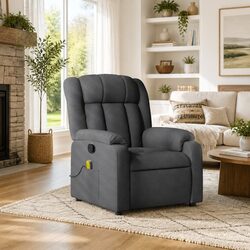 Manual Recline Grey Fabric Massage Armchair with 6 Points