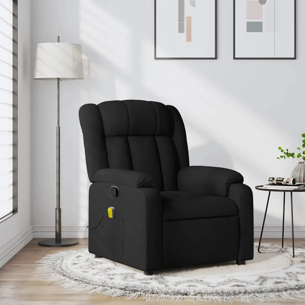 Massage Recliner Chair Manual Vibration Function Black Fabric