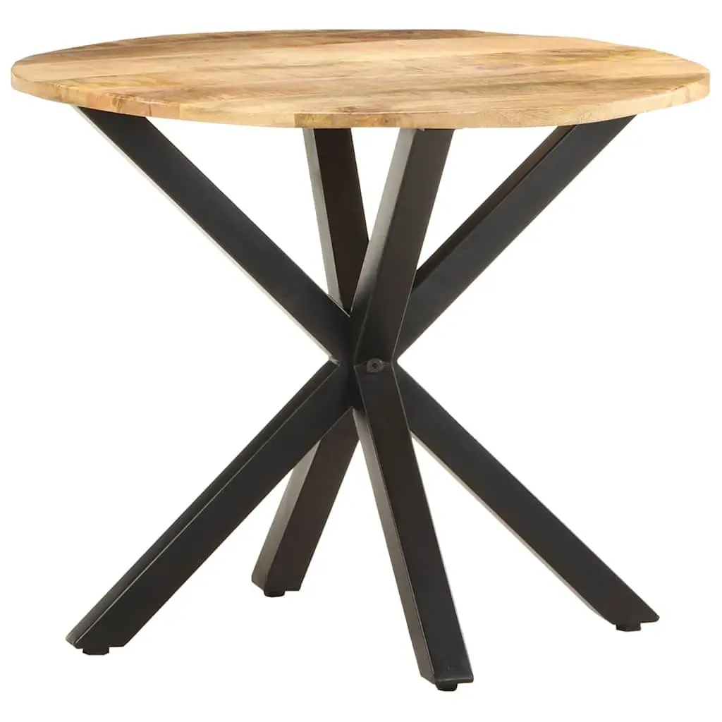 Industrial Style Accent Furniture End Table Brown 68x68x56cm Solid Mango Wood with Powder Coated Iron Legs