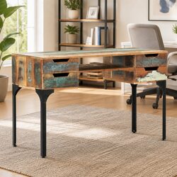 Reclaimed Wood Office Desk 118x48x75 cm with Drawers