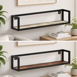 Set of 2 Floating Wall Shelves 80 cm Industrial Style