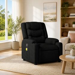 Black Fabric Massage Recliner Chair with Manual Recline