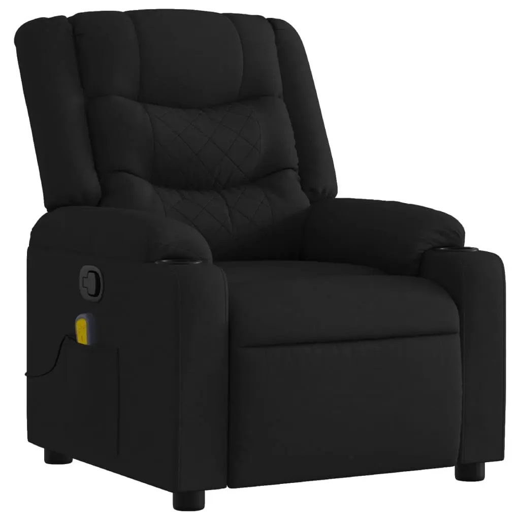 Massage Recliner Chair Manual Reclining Vibration 135 Degrees Black Fabric