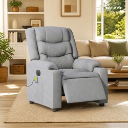 Electric Reclining Massage Chair in Grey Fabric