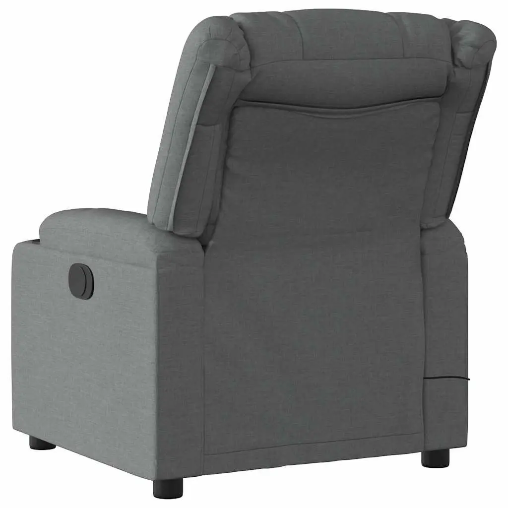 Electric Massage Recliner Chair Grey Fabric Armchair Footrest Vibration Massage