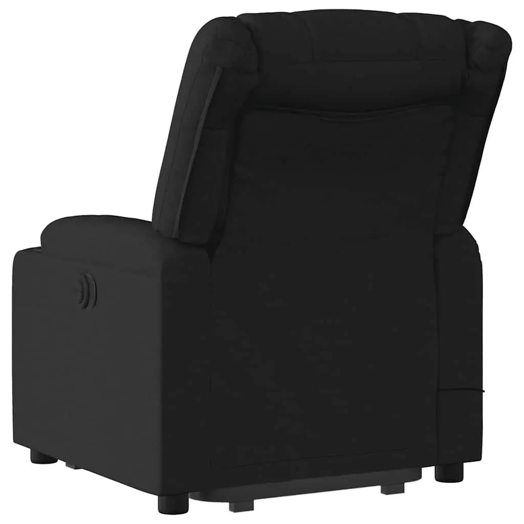 Electric Recliner Chair Lift Function Black Fabric Massage Comfort for Elderly