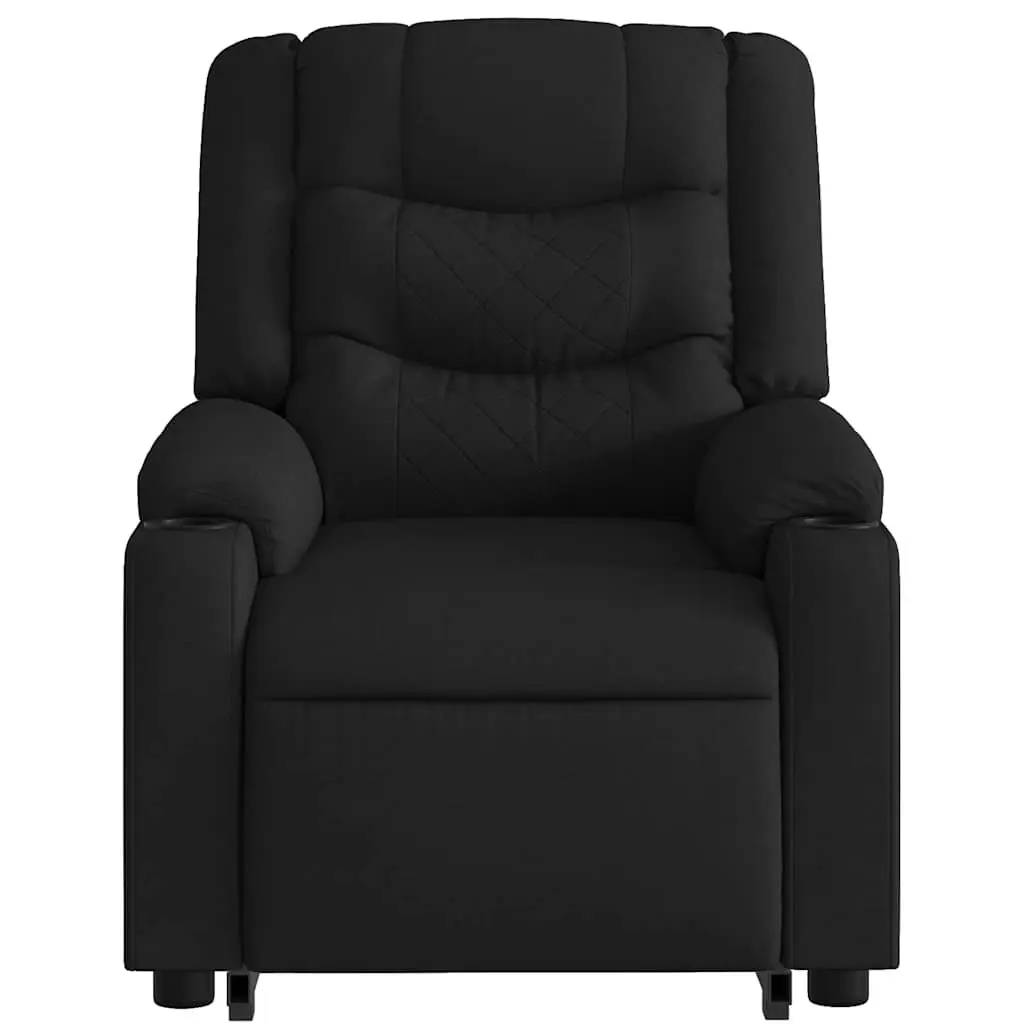 Electric Recliner Chair Lift Function Black Fabric Massage Comfort for Elderly