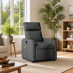 Manual Recline Grey Fabric Massage Chair with Vibration