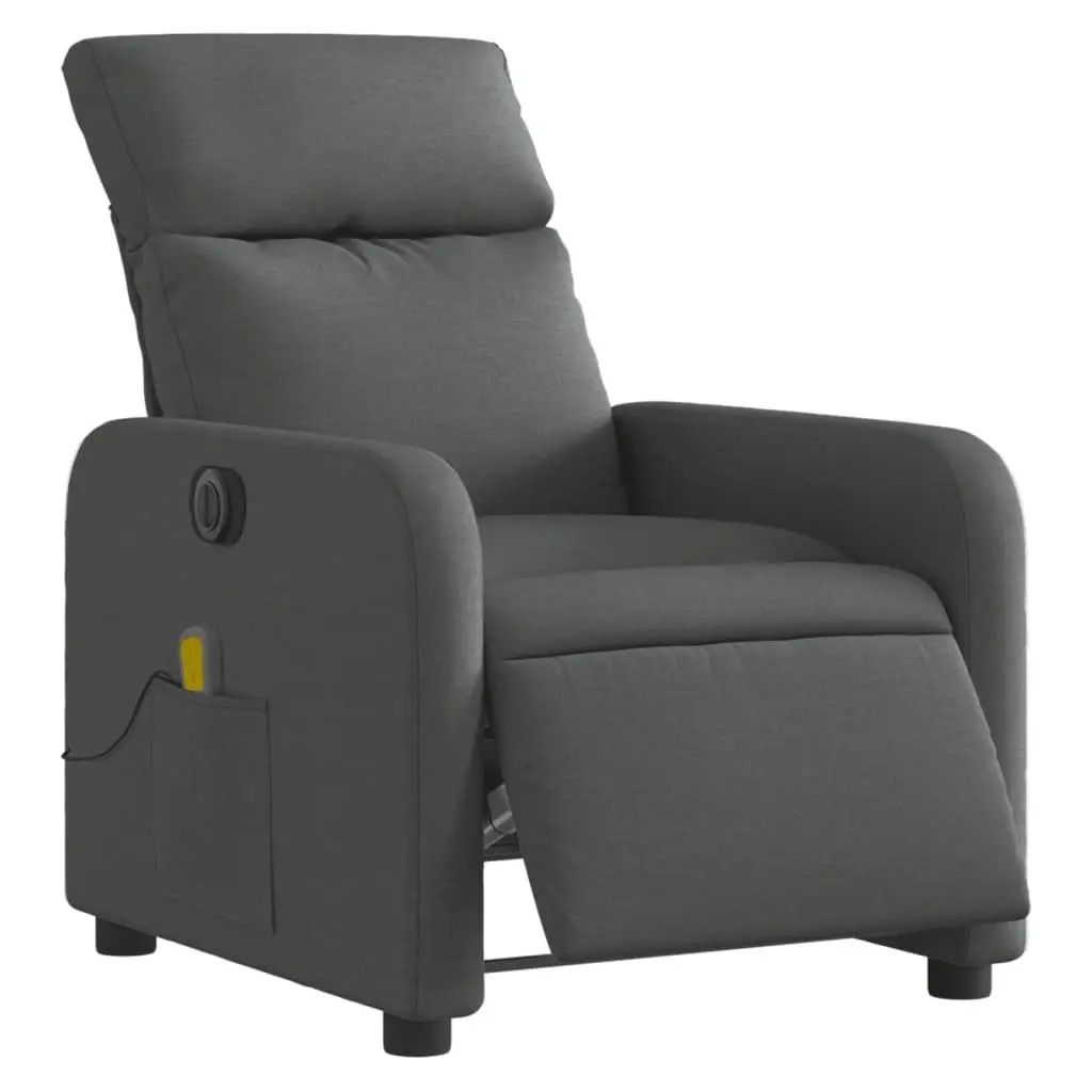 Electric Massage Recliner Chair Grey Fabric Armchair Vibration Recline Footrest