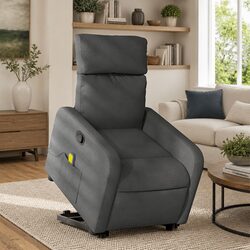 Electric Recliner Chair with Massage Function in Grey Fabric
