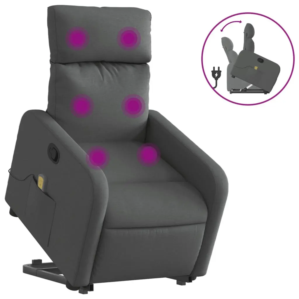 Electric Massage Recliner Chair Power Lift Electric Recline Grey Fabric