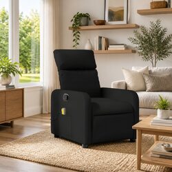 Manual Reclining Massage Chair in Black Faux Leather