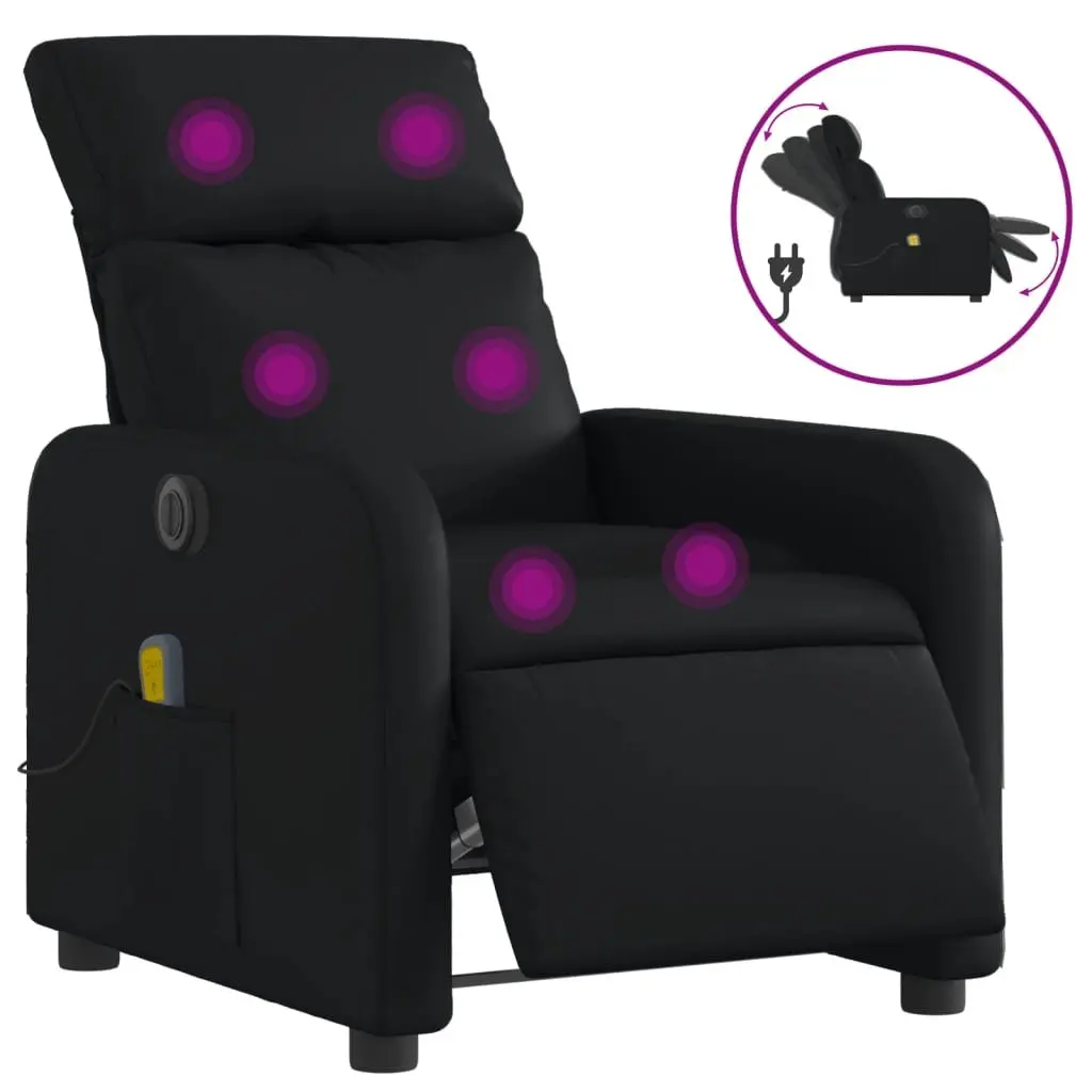 Electric Massage Recliner Chair with Electric Reclining Function 135 Degrees Black Faux Leather