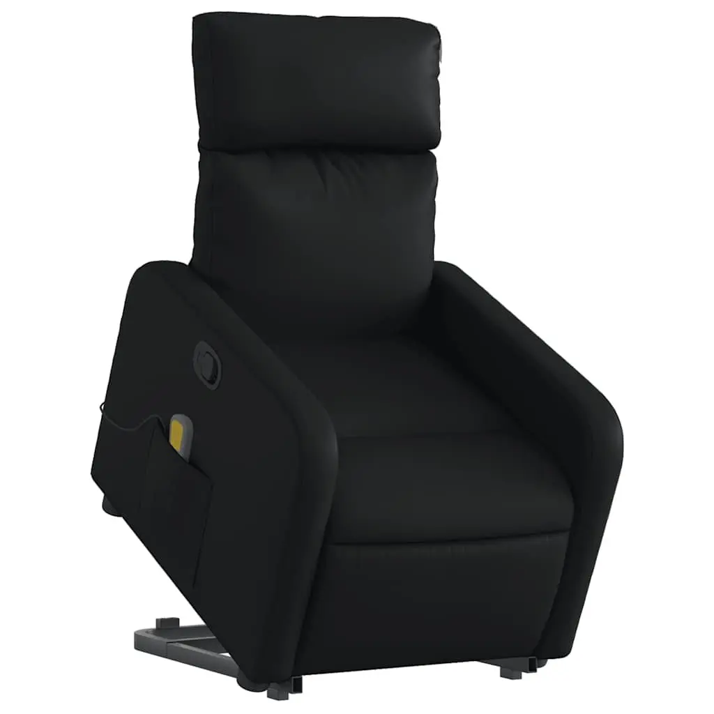 Stand Up Massage Recliner Chair Black Faux Leather Electric Power Lift Recline