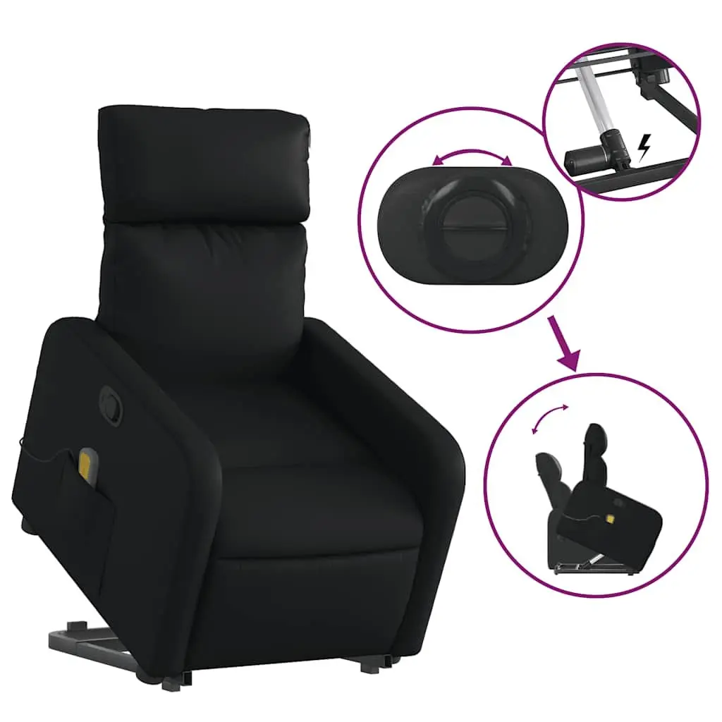 Stand Up Massage Recliner Chair Black Faux Leather Electric Power Lift Recline