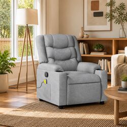 Manual Reclining Massage Chair with Grey Fabric