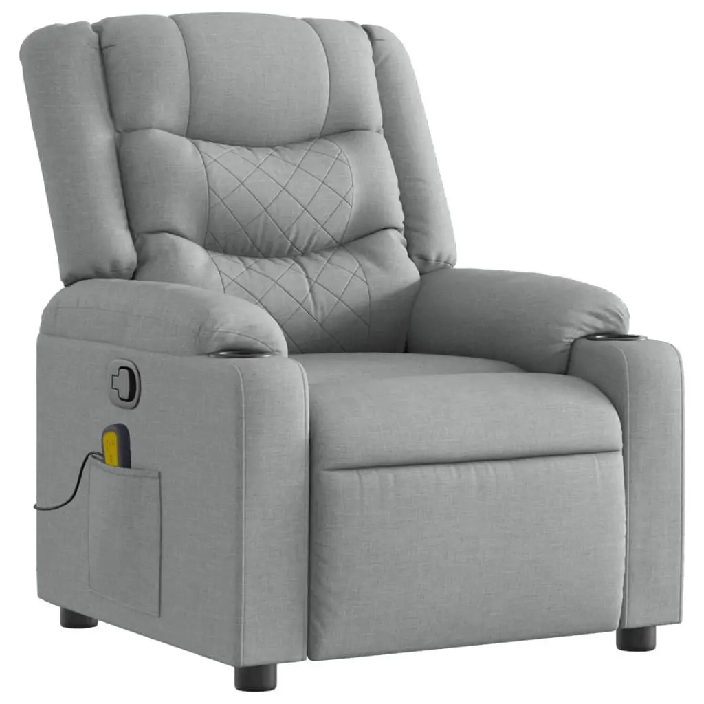 Massage Recliner Chair Manual Reclining Armchair with Vibration Grey Fabric