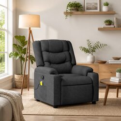 Dark Grey Fabric Manual Reclining Massage Chair