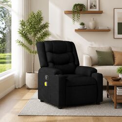 Manual Recline Massage Chair in Black Fabric