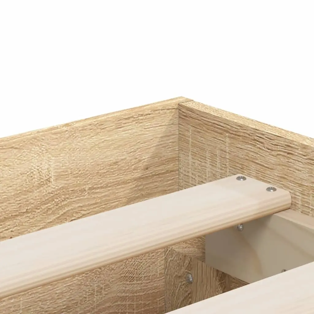 King Bed Frame with Storage Drawers Slatted Base 183x203cm Sonoma Oak Brown
