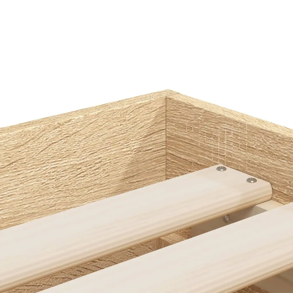 Storage Bed Frame Slatted Base 90x190 cm Brown Engineered Wood with Drawers