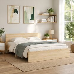 Sonoma Oak Bed Frame with Slatted Base, 150x200 cm