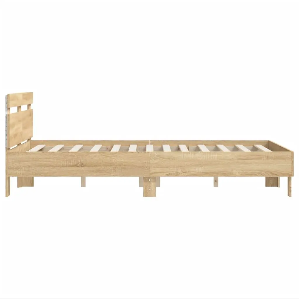 Bed Frame with RGB LED Lights Comfort 135x190cm Brown Sonoma Oak