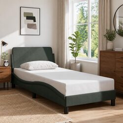 Bed Frame with Grey Fabric Headboard 90x190 cm