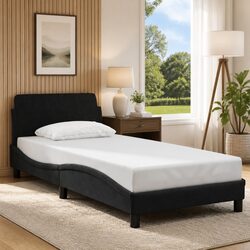 Bed Frame with Headboard 90x190 cm Grey Velvet Construction
